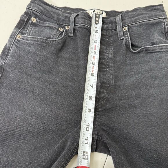 AGOLDE Riley Long Straight Jeans Sz 25 Black High Rise Ankle Button Fly Stretch - Picture 8 of 13